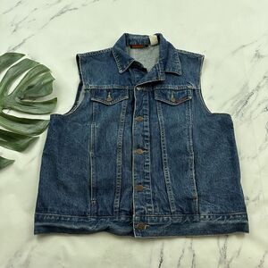 Trousers Up Womens Vintage 90s Denim Jean Vest Size L Dark Wash Cotton